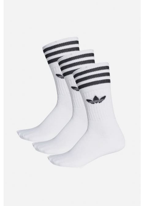 Set da tre paia di calze bianche per uomo e donna con ricamo logo e 3stripes ADIDAS ORIGINALS | S21489.